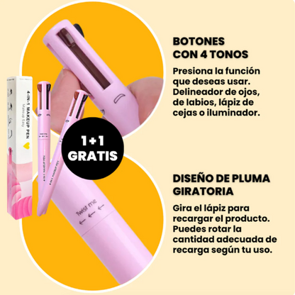 Lápiz de Maquillaje Multifunción 4 en 1 | (1 + 1 GRATIS)